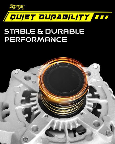 180 Amp Upgraded Alternator For Dodge Durango Charger Challenger And Jeep Grand Cherokee 3.6L V6 12V With Clockwise 6 Groove Pulley OE 4801778AF Compatible, showing detailed pulley view and durable construction.
