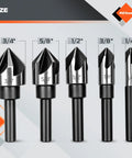 Five Flute Countersink Drill Bit Set Pro Grade With HSS 4241 Steel 82 Degree Counter Sink Bits in different sizes