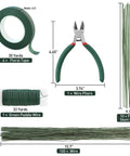 All In One Flower Wire And Tape Kit For DIY Bouquets That Has You Covered Includes 26 Gauge And 18 Gauge Stem Wires 22 Gauge Paddle Wire Floral Tape And Green Floristry Supplies Cutter Included showing different components