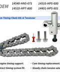 Cam Timing Chain 60L With Tensioner Kit For Honda Rancher Foreman and Pioneer ATVs displayed with chain and tensioner parts.