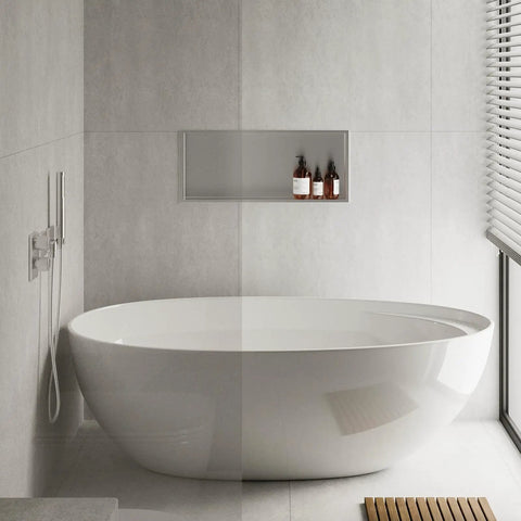 Stainless Steel Shower Niche Recessed Bathroom Storage No Tiling Required 24x12 Inch Brushed Finish Waterproof And Leak Proof Adds Tons Of Space And Modern Style To Your Shower above bathtub