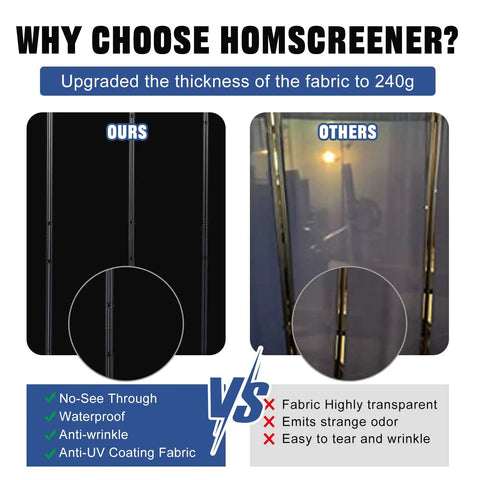 Comparison of 6 Ft Portable Room Divider 4 Panel Folding Privacy Screen vs competitor showing fabric thickness and quality