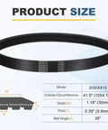 Heavy Duty Cogged EPDM V-Belt 3-Banded 41.5 Inch Outside Circumference 1.18 Inch Wide 0.39 Inch Thick Oil-Resistant