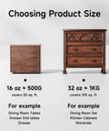 Choosing product size for A Super Slick Water Based Wood Stain And Sealer In One Dark Oak Shade With Complete Brush Kit.
