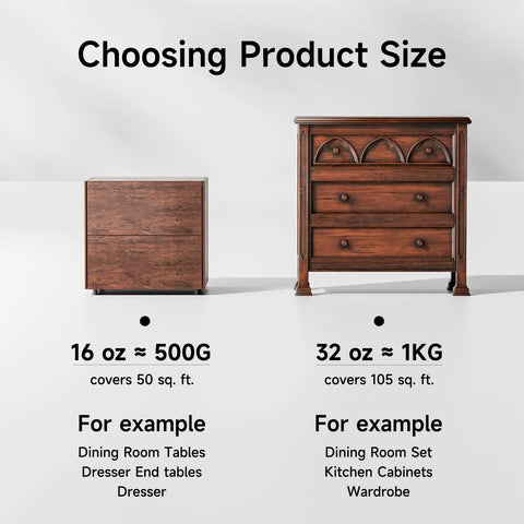 Choosing product size for A Super Slick Water Based Wood Stain And Sealer In One Dark Oak Shade With Complete Brush Kit.