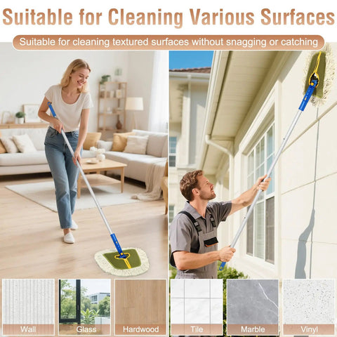 Wicked Large 15 Inch 100 Percent Cotton Wedge Dust Mop Head Replacement cleaning hardwood and wall surfaces for versatile use.