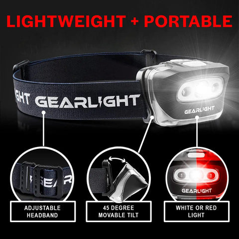Two Pack AAA Battery Powered Head Lamp With Red Light Adjustable Headband 7 Modes Bright Hands Free For Running Camping Hiking Fishing Hunting And Home Repairs