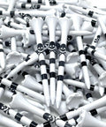 Skull And Crossbones Golf Tees, 3 1/4 Inch Plastic Tees With Black Stripes, Durable 6 Prong Cup, 100 Tees Bulk In Clear Reusable Bag