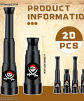Twenty Piece Pirate Party Favors Telescopes For Kids And Toddlers Five Point Five Inch Retractable Toy Telescopes For Pretend Play Kid Friendly Party Supplies For Birthdays Halloween Treasure Hunt Fun, black pirate telescopes 5.5in and 2.6in