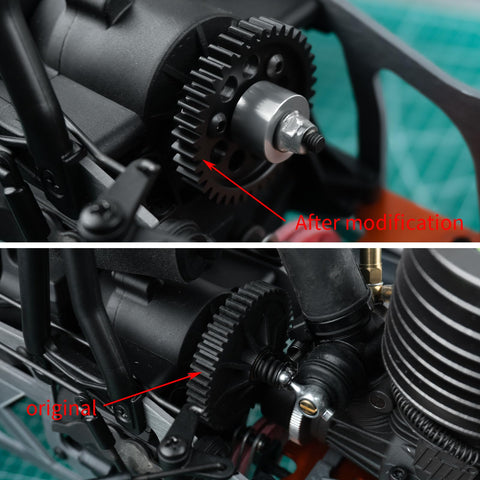 Comparison of upgraded and original Sturdy Steel 48T M1 Spur Gear Set For One Tenth Scale RC Cars with modifications.