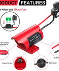 M12 Battery Adapter For Milwaukee Packs 12V Conversion Kit with fuse, switch, and 12 AWG wire, close-up view of components