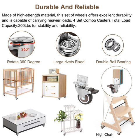 Universal Booster Wheel Kit For Tripp Trapp High Chairs By Stokke Featuring 360 Degree Swivel Casters With Safety Locks
