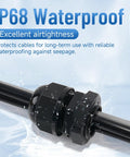 Waterproof Cable Gland Set showcasing IP68 airtight seal on black cable in outdoor setting