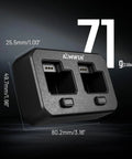 Dual Magnetic Charging Dock For WL500 Batteries With USB C Fast Charge, dimensions displayed