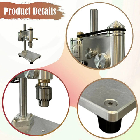 Mini Bench Drill Press With Vibration Free Station And Metal Construction showing detailed sturdy design and adjustable chuck.