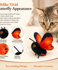 Totally Interactive Cat Butterfly Toy With Sensor Flight And Realistic Wing Motion That Sparks Hunting Instincts, Durable Plush Flapping Butterfly For Solo Indoor Play, Yellow 1pc, black plush butterfly with orange wings
