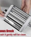 Built Tough All Metal Pasta Attachment For KitchenAid Mixers Legit 3 In 1 Adjustable Roller Cutter with bonus cleaning brush.