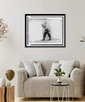 Antique Wall Art Print Of A Full Length Portrait In Furs And Skis, Vintage Black And White Image For Office Decor, 17x22 Reproduction