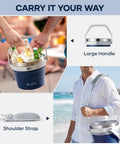Carrying 7 Liter Insulated Ice Bucket With Lid, Scoop And Tongs, Vacuum Sealed Stainless Steel Keeps Ice Cold For 48 Hours