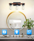Matte Black Vanity Light Over Mirror Dimmable With 5CCT Adjustable Color Temperature Up And Down Lighting Modern 3 Light Fixture