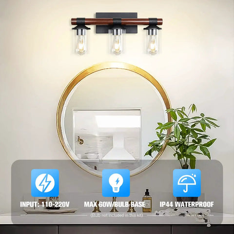 Matte Black Vanity Light Over Mirror Dimmable With 5CCT Adjustable Color Temperature Up And Down Lighting Modern 3 Light Fixture