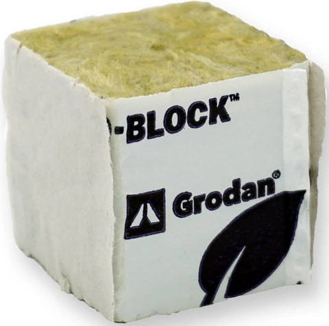 1.5 Inch Rockwool Mini Blocks 45 Pack For Hydroponics Seed Starters And Cloning With Grodan branding visible