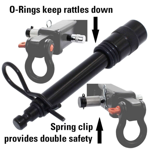 Keyed Alike Five Eighth Inch Trailer Hitch Lock Set For Adjustable Channel Mounts with locking pin and double safety feature visible