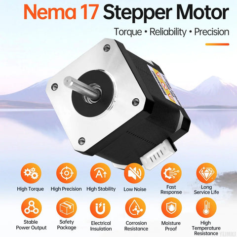 high-torque NEMA 17 stepper motor with precision and reliability features for CNC and 3D printers