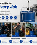 Heavy Duty Manual Push Oil Pump Hand Crank Gear Transfer Dispenser For 5 Gallon Drums And Heavy Steel Pails No Sweat Engine Oil Liquid Extraction With 47 Inch Hose in use at auto repair shop