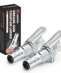 Heavy Duty Quick Release Grease Gun Coupler Set Upgraded To 14000 PSI, Locking Jaw, Leak Proof, 1/8 NPT Fittings, 2 Pack, package view