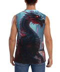 Dope Men's Muscle Tee With Urban Dragon Graphic Quick Dry Workout Tank Top in black, sleeveless design, lightweight polyester blend.