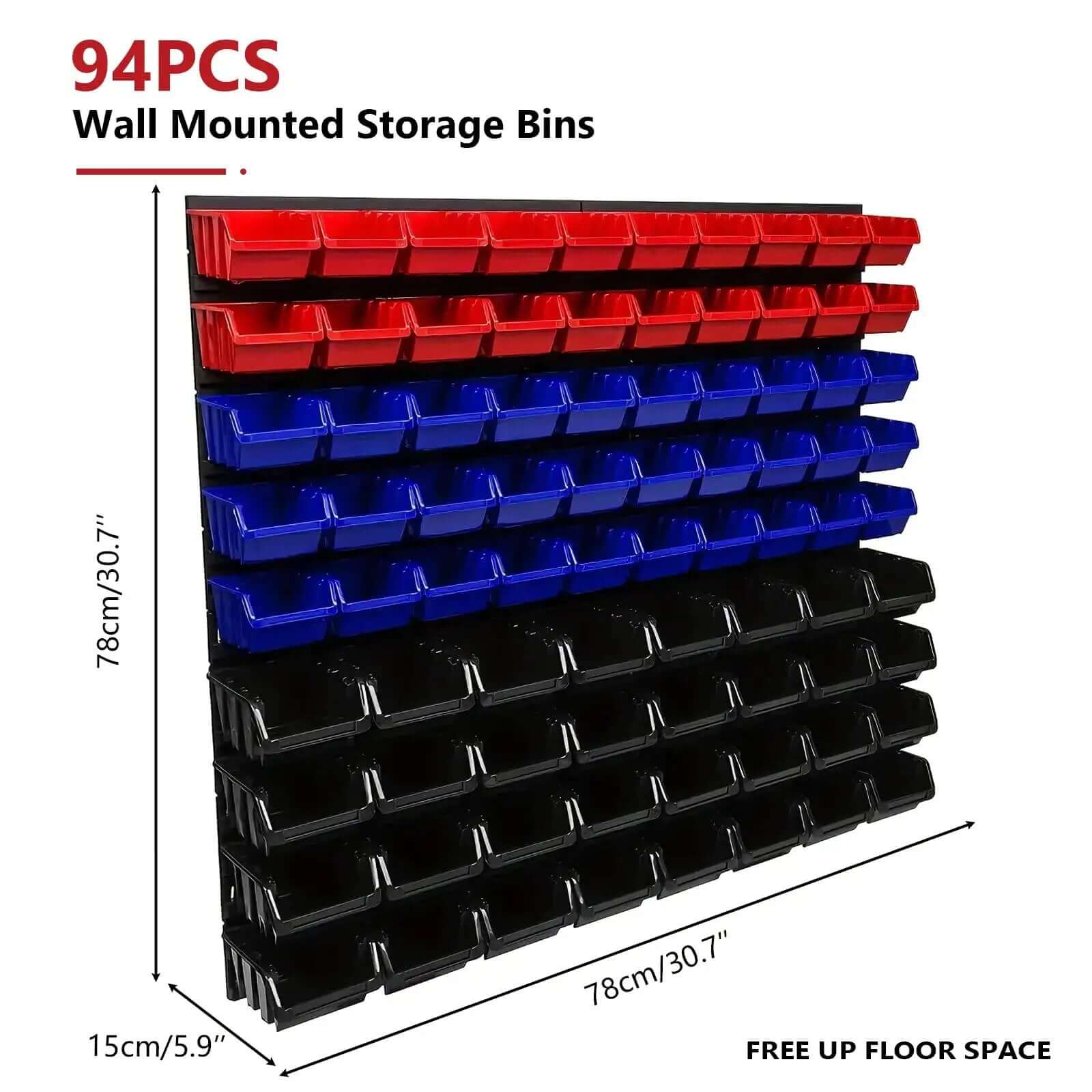 Wall Mounted Garage Storage Bin Kit 94 Pc System ✓