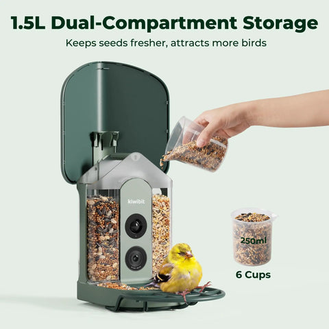 Open Solar Powered Smart Bird Feeder With Camera AI Species ID 8MP Photos And 4K Ultra HD Video Live Stream For Outdoors