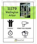 Vinyl Garden Archway For Outdoors, 72 By 85 Inches, White With Lattice Design And Trellis Sides, assembly guide and image of arch.