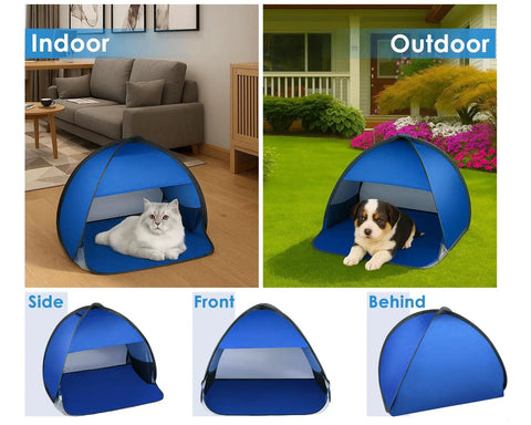 Portable Pop Up Pet Tent Sun Shade Shelter For Dogs, Cats And Small Animals, UV Blocking Beach Hideaway with pets indoors and outdoors