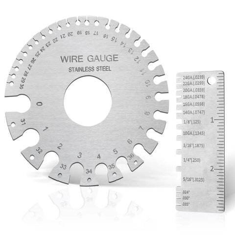 Pro Grade Metal Gauge Set For Welding, Dual Sided Round Wire Sheet Gauge, Stainless Steel Wire Gauge Measurements, tools displayed