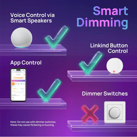 Smart LED Light Bulbs You Can Control With Alexa And Google Assistant, voice and app control dimming options shown