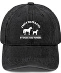 Dope Everyday Breathable Hat For Women With Adjustable Buckle Fit Stylish Cap black with dog and horse design front view