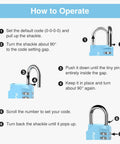 Four Digit Outdoor Waterproof Padlock For Locker And Storage A Tough Zinc Alloy Lock operation instructions diagram