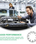 Mechanic using Stainless Steel Internal Tooth Lock Washers Star Shape Assortment Kit 300 Pieces For Heavy Duty Machinery