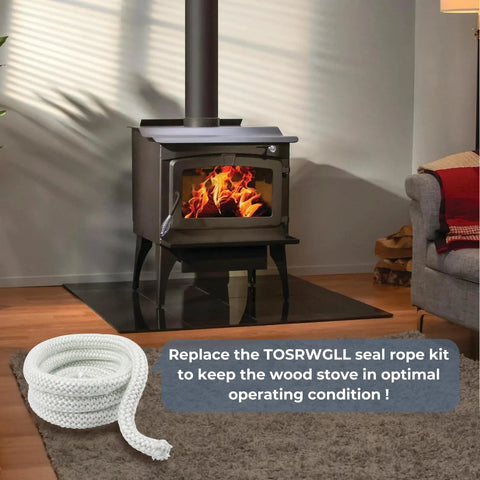 White braided wood stove door seal rope, 10 ft coil; high-temp gasket for Boiler models 5036, HF60, 5648, 6048, 4030.