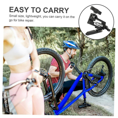 Person using Pro Grade Bike Needle Driver Hydraulic Hose Fitting Insert Tool For Brake Systems, shown in detailed inset