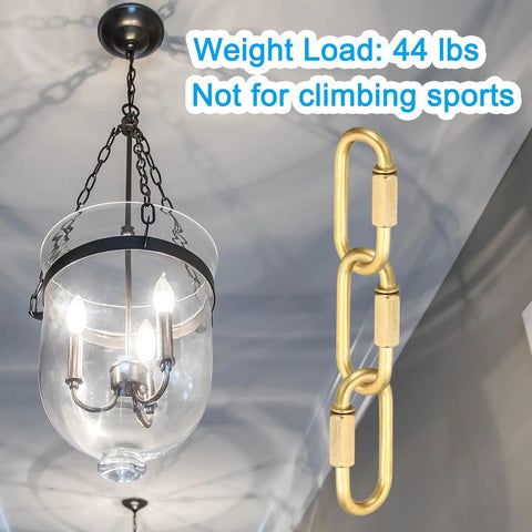 Heavy Hitting 4mm Copper Chain Quick Links, 2 Pack Screw Locking Connectors And Oval Snap Rings Built Tough As Nails To Carry 44 Lbs For Backpacks Tents And Chandeliers, Killer Brass Tone Hardware.