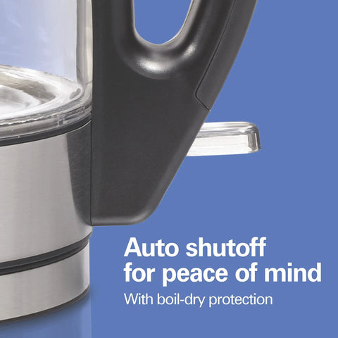 Glass Electric Tea Kettle 1 Liter 1500W Fast Boil Cordless Pour-Over With Auto Shutoff Boil-Dry Protection BPA Free Soft Blue LED