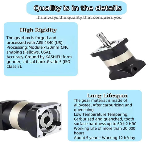 5:1 Planetary Gearbox For Nema 34 Stepper Motor with details on high rigidity and long lifespan