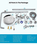 Exposed Shower Faucet System No Fuss All In One With 8 Inch Rainfall Head Tub Spout Handheld Spray Wall Mount parts