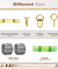 Killer 322 Piece Picture Hanging Hardware Kit With Heavy Duty Wall Mount Anchors And Reliable Frame Hooks: Various sizes of hangers, screws, and steel wire.