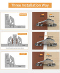 Three installation methods for Soft Close Cabinet Hinges 10 Pack 90 Degree Surface Mount No Pre Drill Quiet Frameless Concealed Kitchen Cupboard Hinges