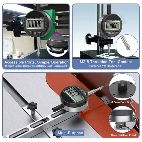 Electronic Digital Dial Indicator Gauge Pro Grade With Inch And Metric Measurement, Range 0 To 12.7 mm And 0 To 0.5 Inch