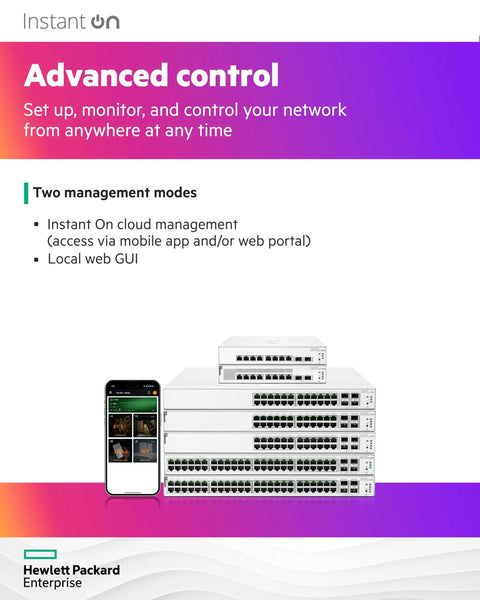 Instant On 1930 24 Port Gigabit Smart Managed Layer 2 Plus Ethernet Switch with mobile management app and local web GUI
